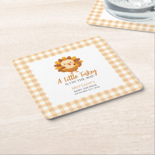Een Kleine Kalkoen Herfst Baby Shower Thanksgiving Kartonnen Onderzetters