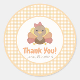 Eén Kleine Kalkoen Meisje Eerste Verjaardagsfeestj Ronde Sticker