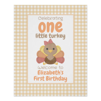 Eén kleine kalkoen meisje haar eerste verjaardag w perfect poster
