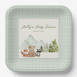 Een Kleine Kampeerder Woodland Baby Shower Papieren Bordje