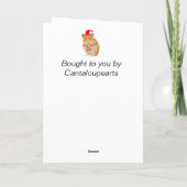 Een kleine kersthamster met een cadeau kaart (Achterkant)