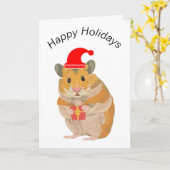 Een kleine kersthamster met een cadeau kaart (Gele Bloem)