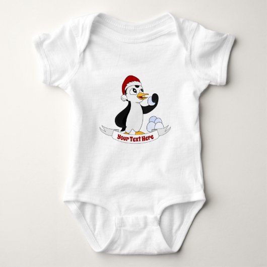 Een kleine kerstpinguïn met sneeuwbal Baby Romper (Voorkant)
