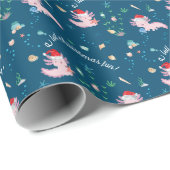 Een kleine kerstvlinder met Happy Santa Axolotl Cadeaupapier (Rol Hoek)