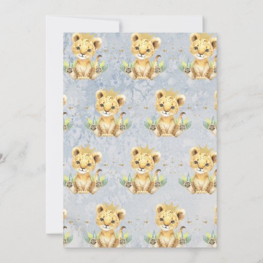Een kleine King Lion Crown Baby shower uitnodiging (Achterkant)