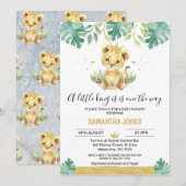 Een kleine King Lion Crown Baby shower uitnodiging (Voorkant / Achterkant)