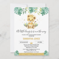 Een kleine King Lion Crown Baby shower uitnodiging