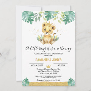 Een kleine King Lion Crown Baby shower uitnodiging