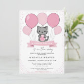 een kleine kitten Kat Baby shower Uitnodiging (Staand voorkant)