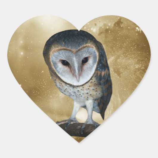 Een kleine kleine Barn Owl Fantasy Hart Sticker (Voorkant)