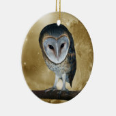 Een kleine kleine Barn Owl Fantasy Keramisch Ornament (Rechts)
