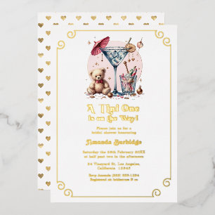 Een Kleine Komt Er Aan Baby Shower Folie Uitnodiging