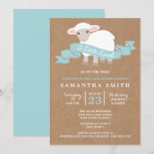 Een kleine Lamb Boy Baby shower uitnodiging (Voorkant / Achterkant)