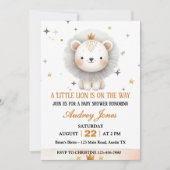 Een kleine leeuw is op weg naar het Baby shower Kaart (Voorkant)