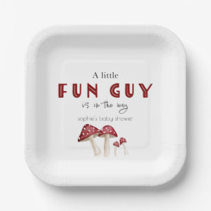 Een kleine leuke man Red Mushroom Boy Baby shower Papieren Bordje