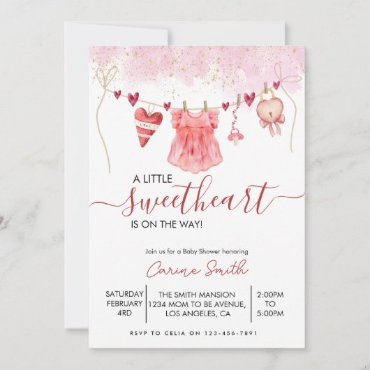 Een kleine liefje rode Baby shower uitnodiging (Voorkant)