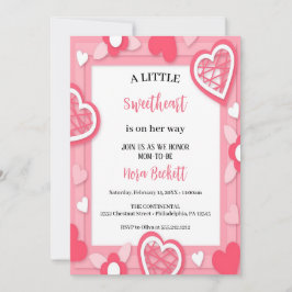 Een kleine liefje roze hartjes uitnodiging