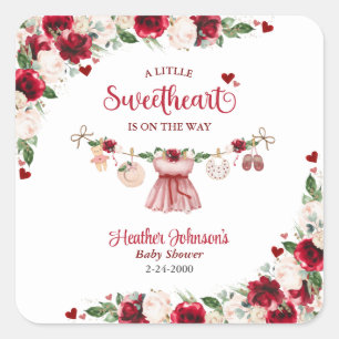 Een Kleine Liefje Valentijn Meisje Baby Borrel Vierkante Sticker