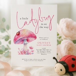 Een Kleine Lieveheersbeestje Paddenstoel Baby Show Kaart