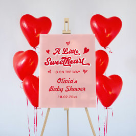 Een kleine lieverd rode roze Valentijn Baby shower Acryl Bord