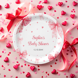 Een kleine lieverd Schattige strik rood roze Baby Papieren Bordje