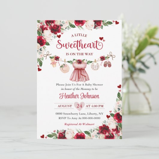 Een kleine lieverd Valentijn meisje Baby shower Kaart (Staand voorkant)