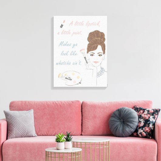 Een kleine lippenstift met een kleine verfmakergez canvas afdruk (Insitu (Woonkamer))