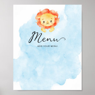 Een kleine luon met een Waterverf-blauw menu Poster