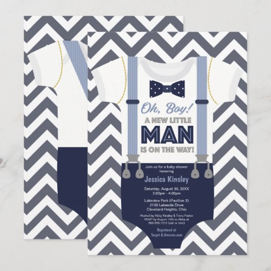 Een kleine Man Baby shower uitnodiging, padvinders Kaart (Voorkant / Achterkant)