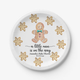 Een kleine man is onderweg! Kerstkoekjes Papieren Bordje