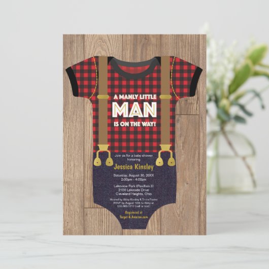 Een kleine Man Lumberjack Baby shower Kaart (Staand voorkant)