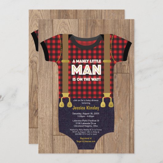 Een kleine Man Lumberjack Baby shower Kaart (Voorkant / Achterkant)