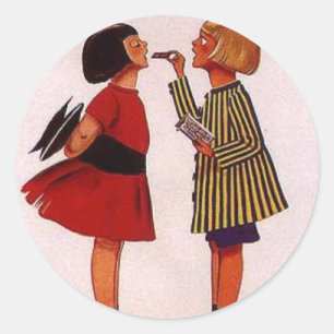 Een kleine meid is blij ronde sticker