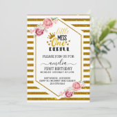 een kleine miss onederful 1e verjaardag goud glitt kaart (Staand voorkant)