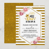 een kleine miss wonderbaarlijke 1e verjaardag goud kaart (Voorkant / Achterkant)