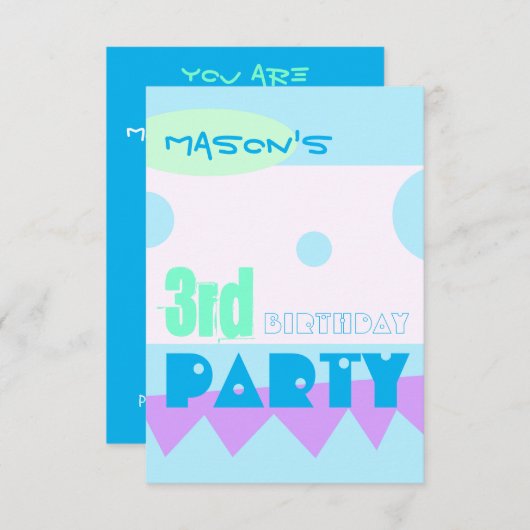 Een kleine Monster 3de Uitnodiging van de Partij v (Voorkant / Achterkant)