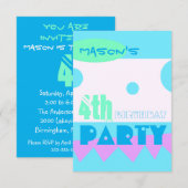 Een kleine Monster 4e Birthday-uitnodiging Kaart (Voorkant / Achterkant)