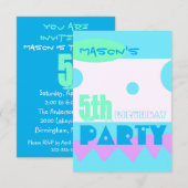 Een kleine Monster 5e Birthday-uitnodiging Kaart (Voorkant / Achterkant)