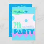 Een kleine Monster 7e Birthday-uitnodiging Kaart (Voorkant / Achterkant)