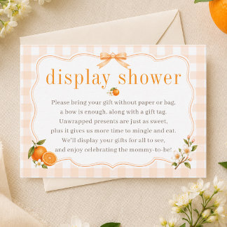 Een Kleine Moppie Oranje Gingham Showerset Informatiekaartje