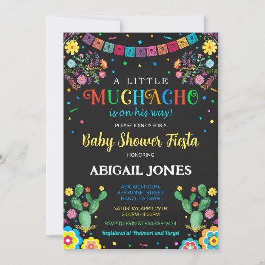 Een kleine muchacho baby shower uitnodiging (Voorkant)