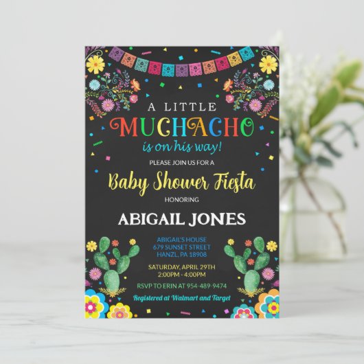 Een kleine muchacho baby shower uitnodiging (Staand voorkant)