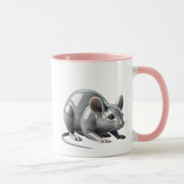 Een kleine muis zoekt stiekem naar zijn maaltijd. mok