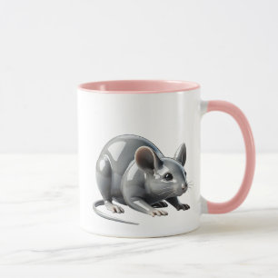 Een kleine muis zoekt stiekem naar zijn maaltijd. mok