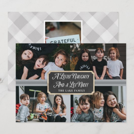 Een kleine Naughty en veel leuke fotofeestkaart Feestdagenkaart (Voorkant / Achterkant)