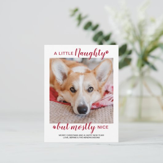Een kleine Naughty persoonlijke foto van Dog Pet Feestdagenkaart (Staand voorkant)