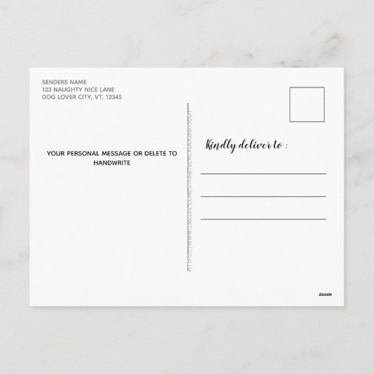 Een kleine Naughty persoonlijke foto van Dog Pet Feestdagenkaart (Achterkant)