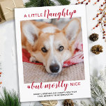 Een kleine Naughty persoonlijke foto van Dog Pet Feestdagenkaart<br><div class="desc">Een beetje ondeugend, maar vooral leuk! Stuur leuke en leuke vakantiegroeten met deze super schattige gepersonaliseerde huisdier foto vakantie kaart. Vrolijke kerstwensen van de hond met leuke pootafdrukken in een leuk modern fotodesign. Voeg de foto of familiefoto van uw hond toe met de hond en personaliseer met familienaam, bericht en...</div>