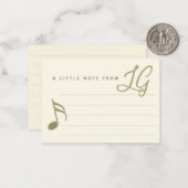 Een kleine noot Monogrammed Music Note Kaarten Notitiekaartje (Voorkant / Achterkant in situ)