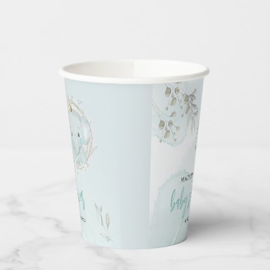 Een kleine Olifant Boy Baby shower Paper Cup Papieren Bekers (Links)
